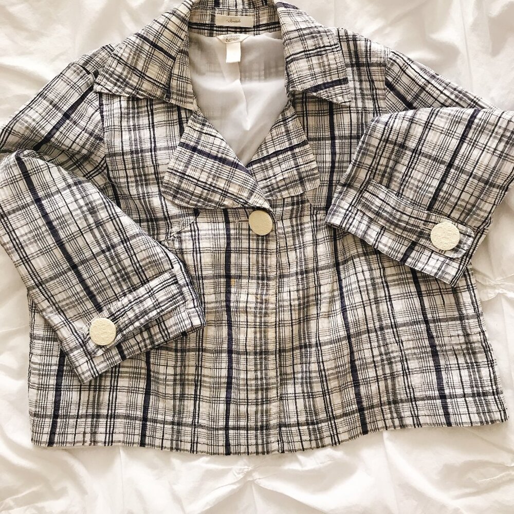 Women's Large - dark blue/white striped top